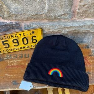✨ AVIATOR NATION RAINBOW BLACK OR NAVY BEANIE UNISEX O/S NWT